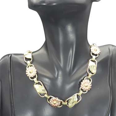 1950s Rose and Yellow Gold Filled Link Choker Nec… - image 1