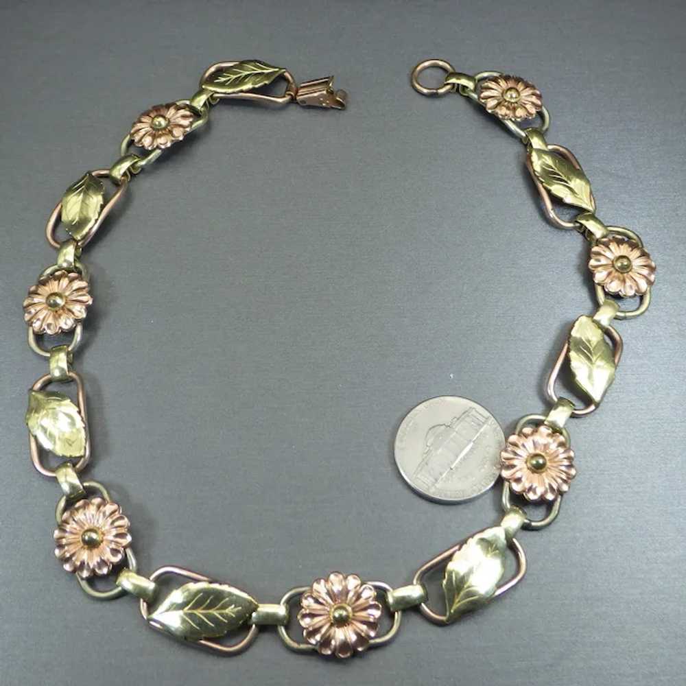 1950s Rose and Yellow Gold Filled Link Choker Nec… - image 5