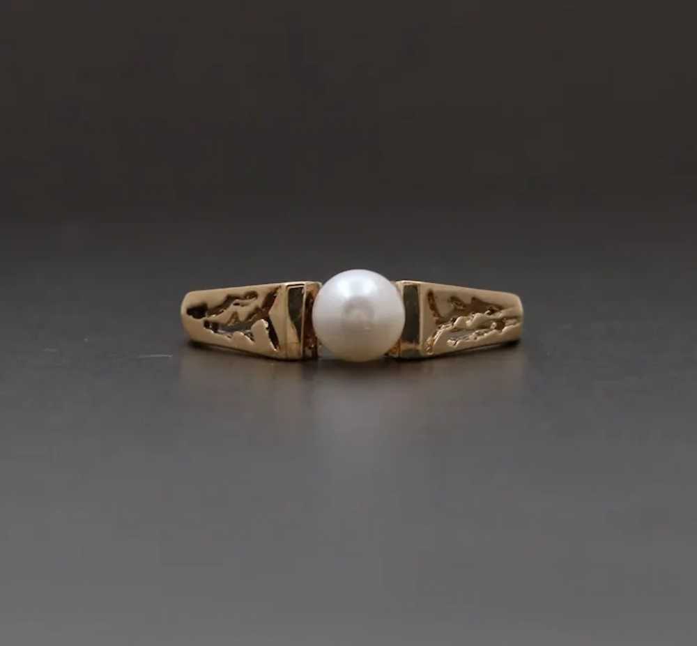 Vintage 14K Yellow Gold Cultured Pearl Filigree R… - image 4