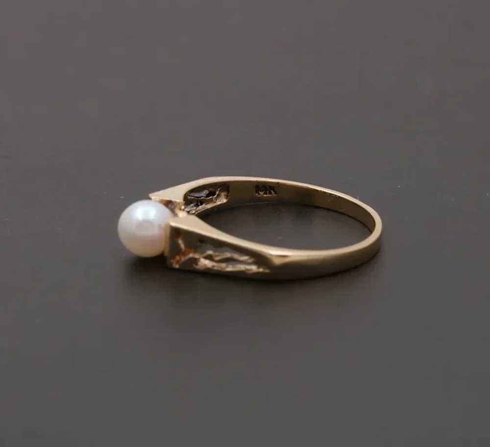 Vintage 14K Yellow Gold Cultured Pearl Filigree R… - image 7