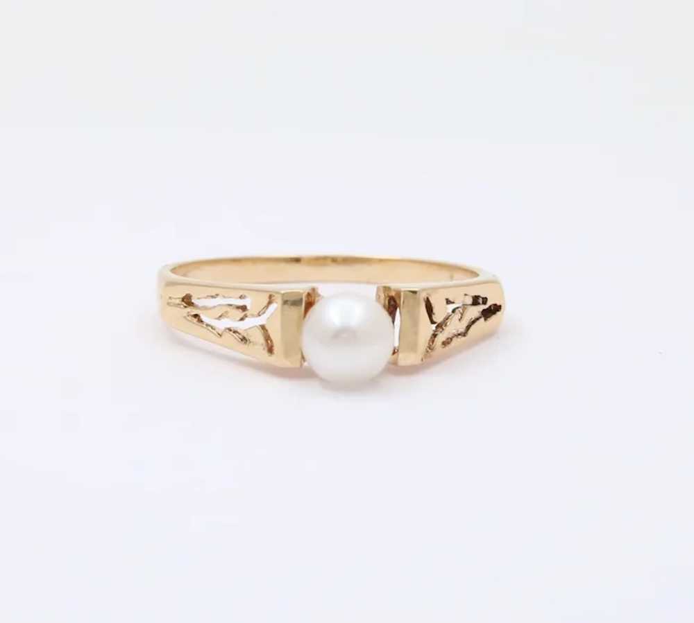 Vintage 14K Yellow Gold Cultured Pearl Filigree R… - image 9