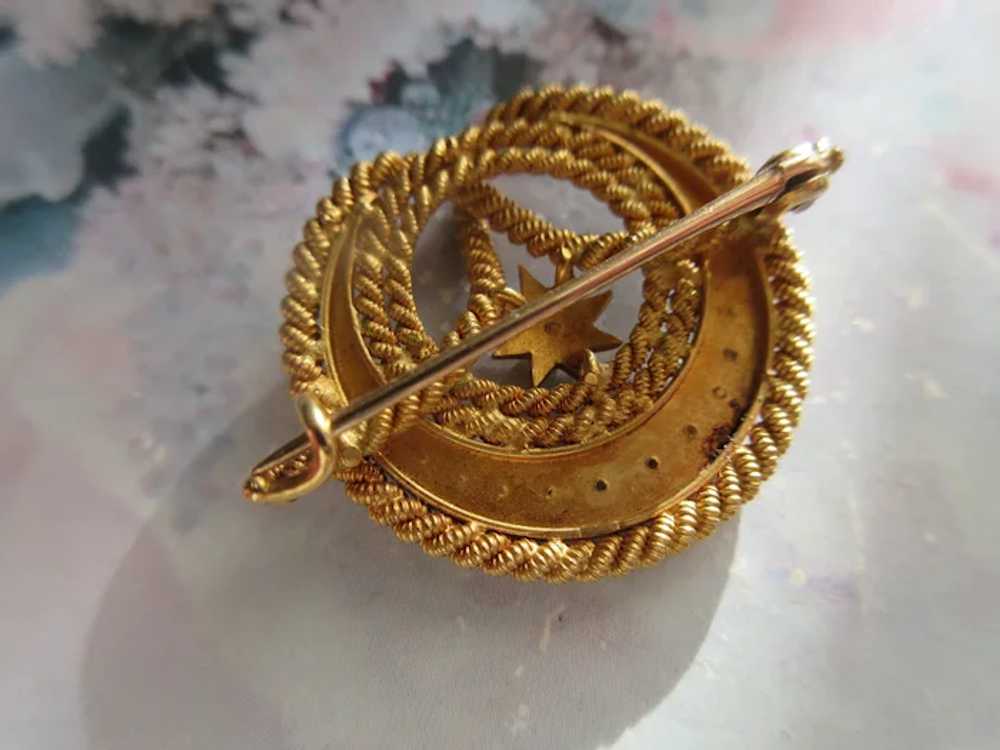 Antique Victorian 14K Lovers Knot Crescent Moon S… - image 5