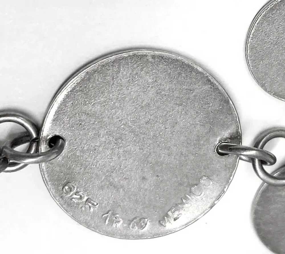 3.75" Mexican Sterling Laton Faux Coin Dangle Cha… - image 5