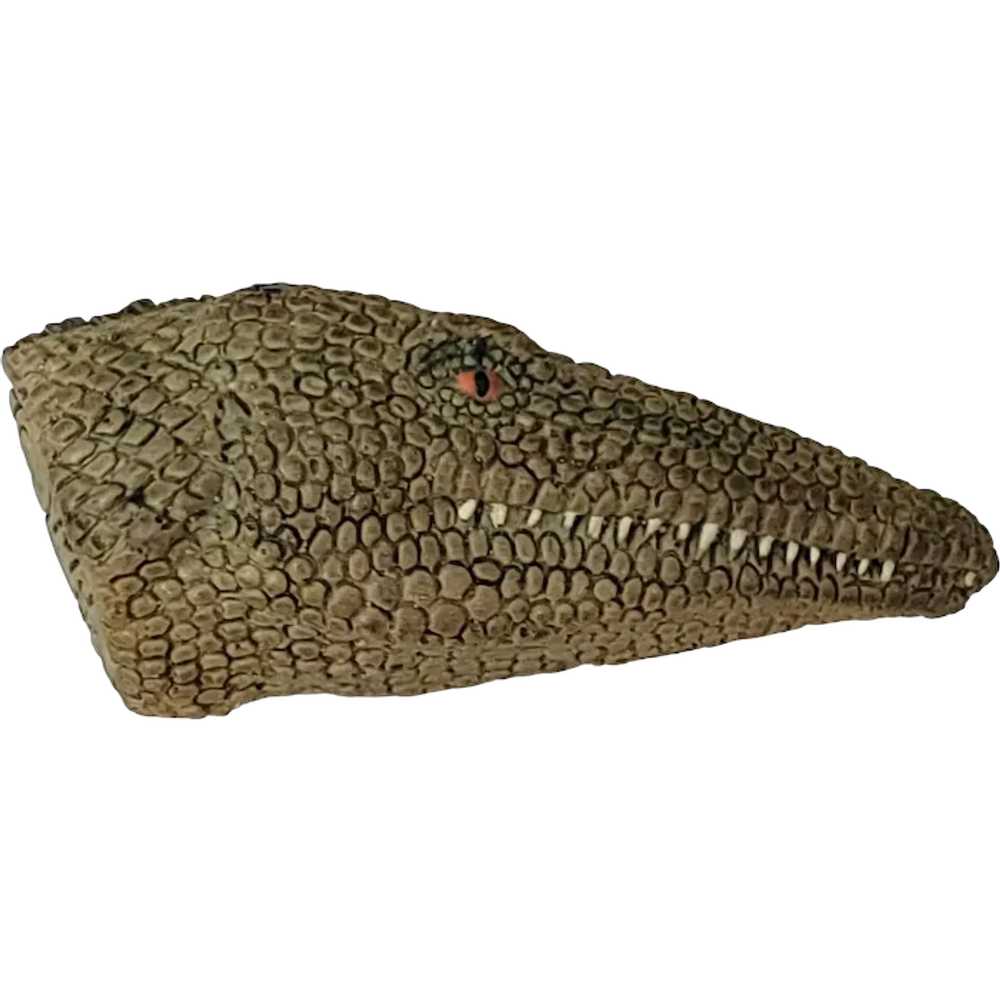 1986 MJ Alligator, Croc Resin Pin Brooch, Signed - image 1