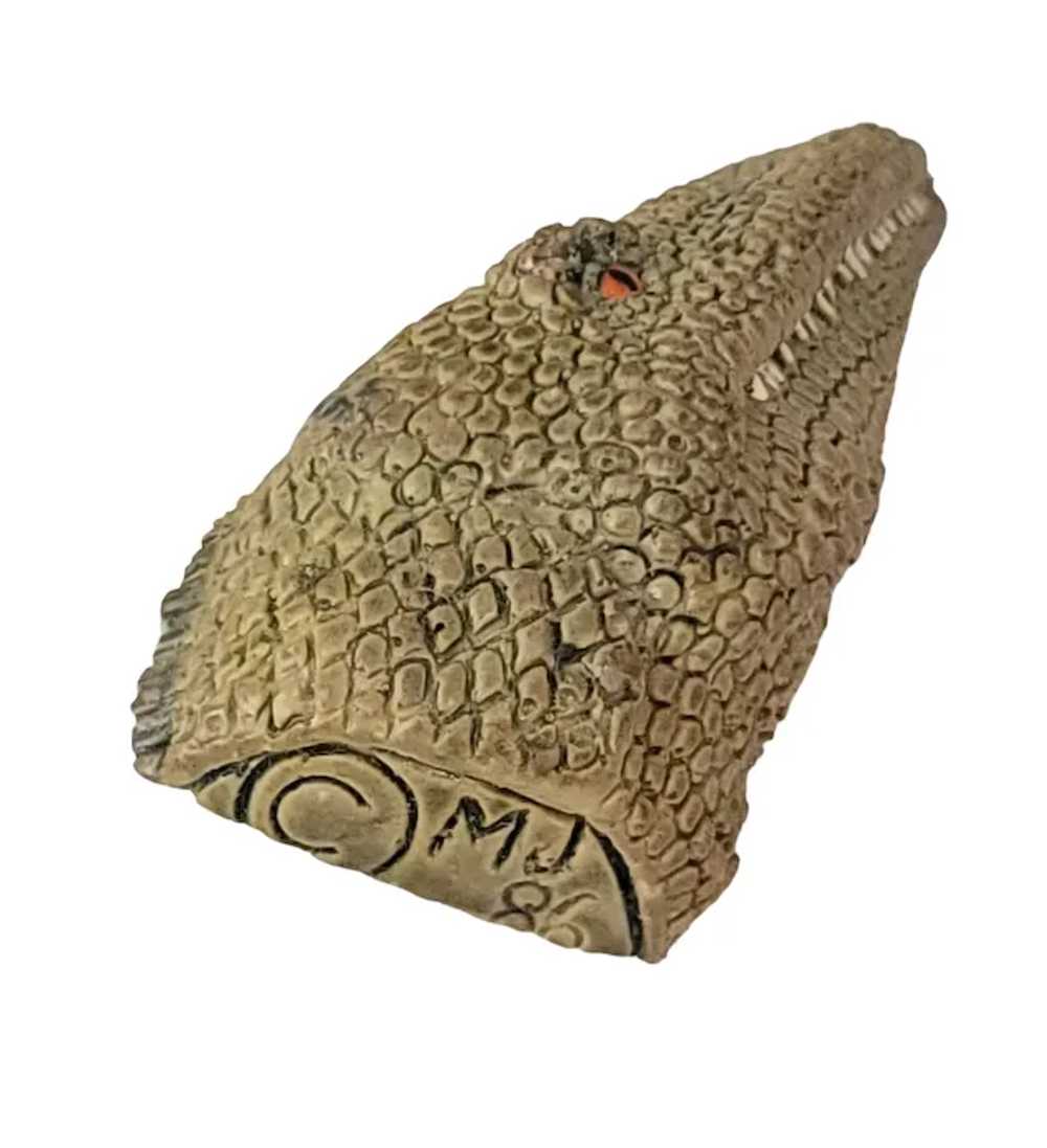 1986 MJ Alligator, Croc Resin Pin Brooch, Signed - image 3
