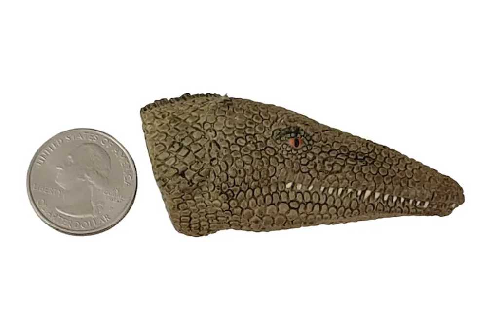 1986 MJ Alligator, Croc Resin Pin Brooch, Signed - image 6