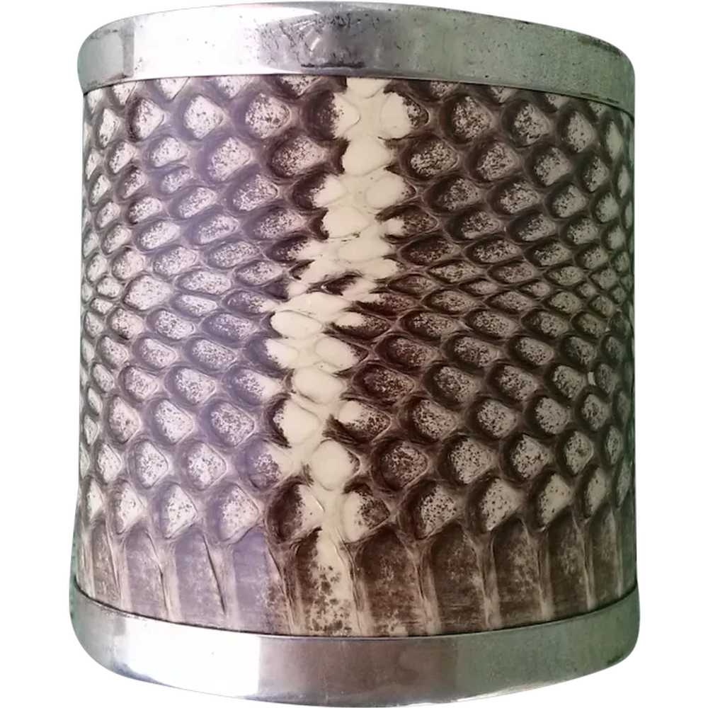 1980s Snakeskin Silver Cuff Bracelet - image 1