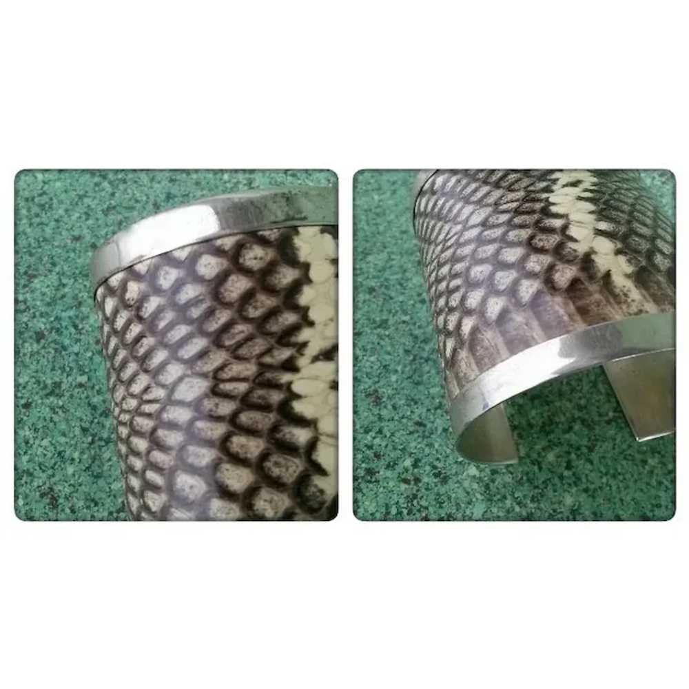 1980s Snakeskin Silver Cuff Bracelet - image 4