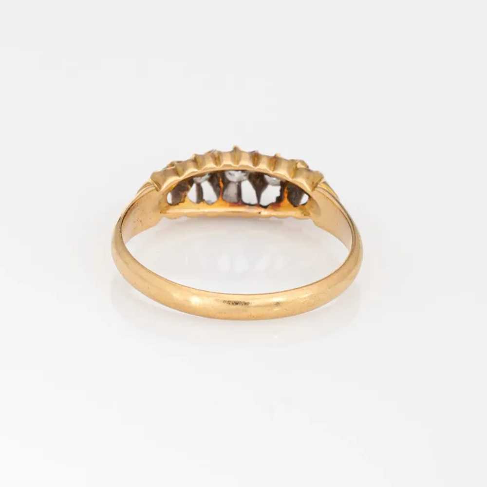 Antique Edwardian Diamond Ring c1905 5 Stone Band… - image 5