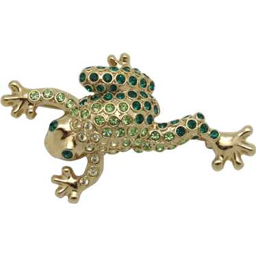 Monet Frog Pin with Rhinestones - image 1