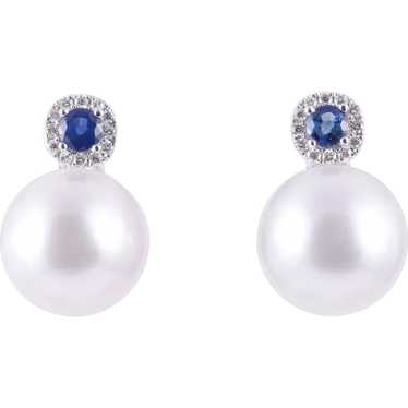 South Seas Pearl & Sapphire Earrings