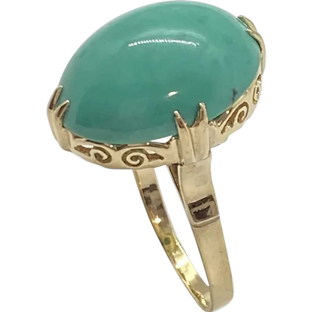 Fabulous Big Turquoise Cabochon Vintage Ring 18K … - image 1