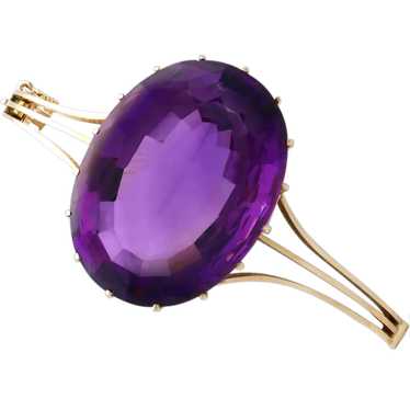 Antique 70.65ct Amethyst and 14ct Yellow Gold Bang