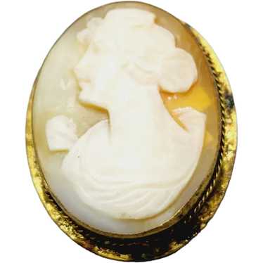 Vintage Brass And Shell Cameo Brooch [A1336] - image 1