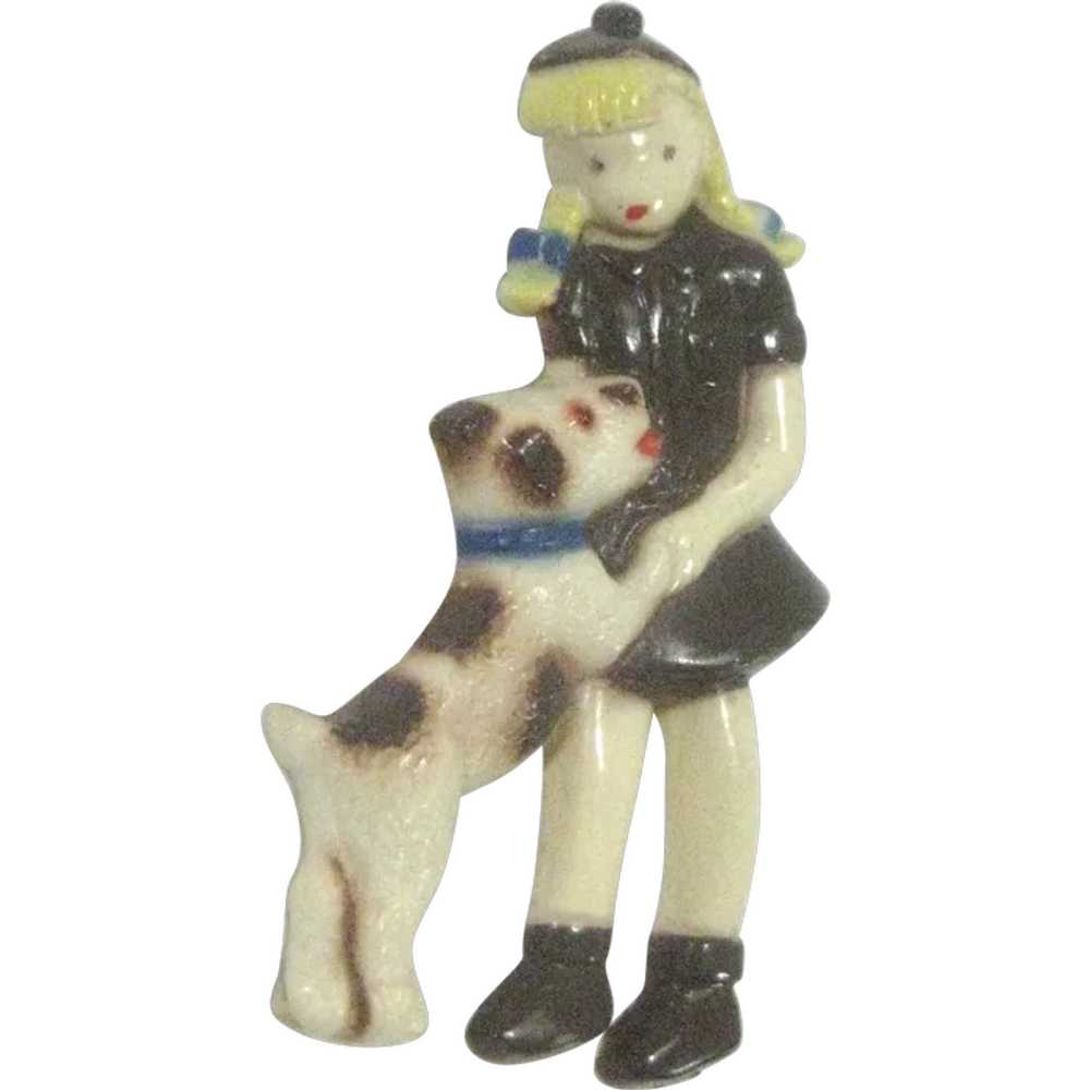 Girl scout brownies dog puppy plastic pin brooch - image 1