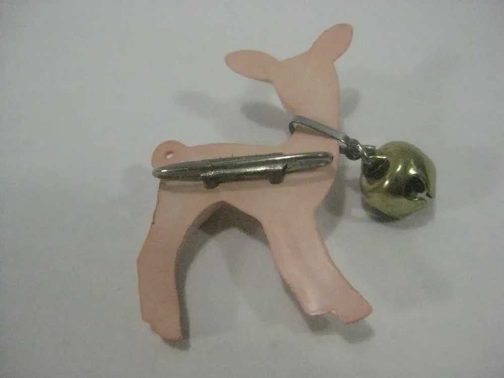 Deer fawn pink, bell early plastic pin brooch - image 2