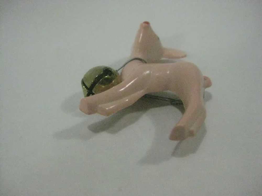 Deer fawn pink, bell early plastic pin brooch - image 3