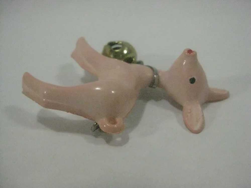 Deer fawn pink, bell early plastic pin brooch - image 4