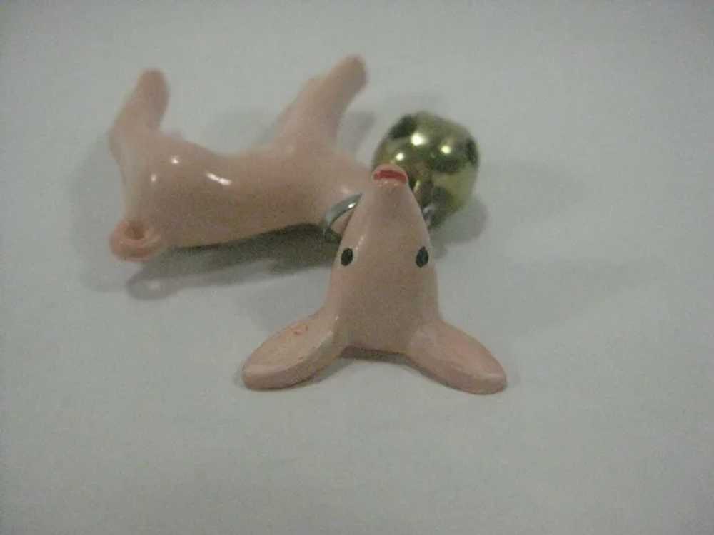 Deer fawn pink, bell early plastic pin brooch - image 5