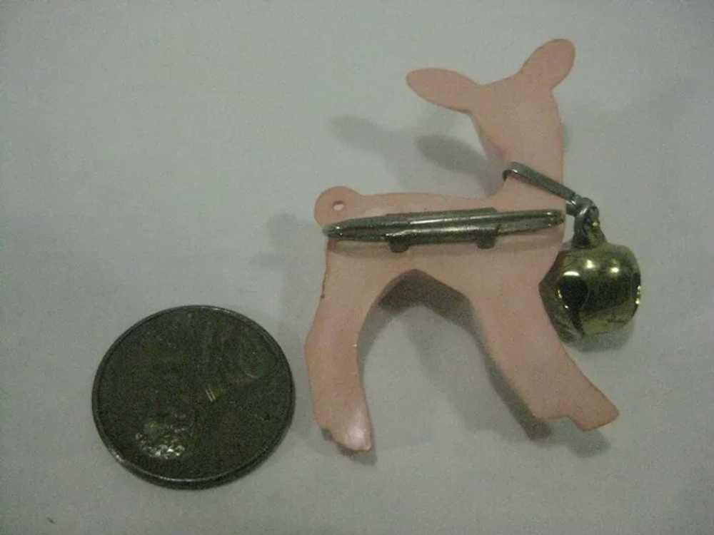 Deer fawn pink, bell early plastic pin brooch - image 6