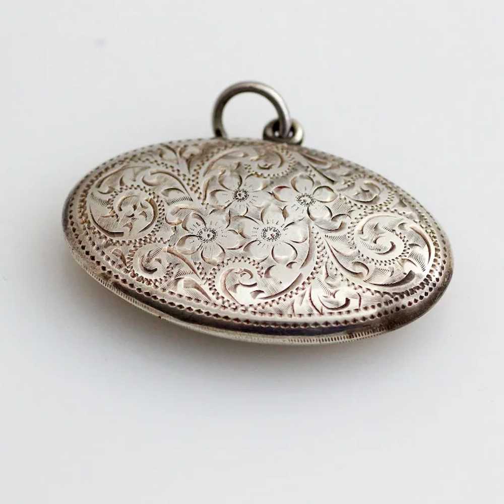 Antique Victorian Sterling Engraved Locket, Pillb… - image 4