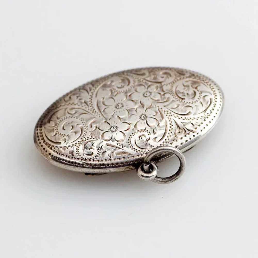 Antique Victorian Sterling Engraved Locket, Pillb… - image 5