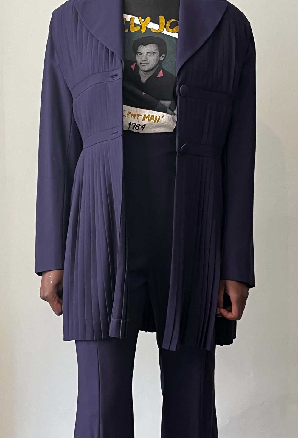 Jacques Molko Paris purple wool pleated pant suit - image 2