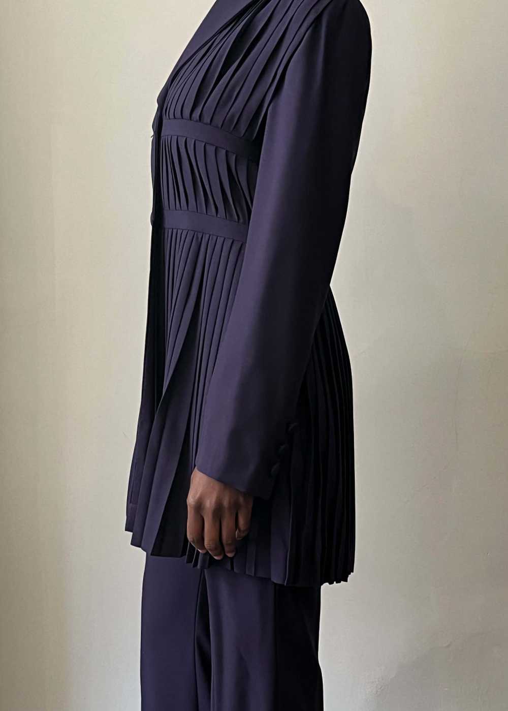 Jacques Molko Paris purple wool pleated pant suit - image 5