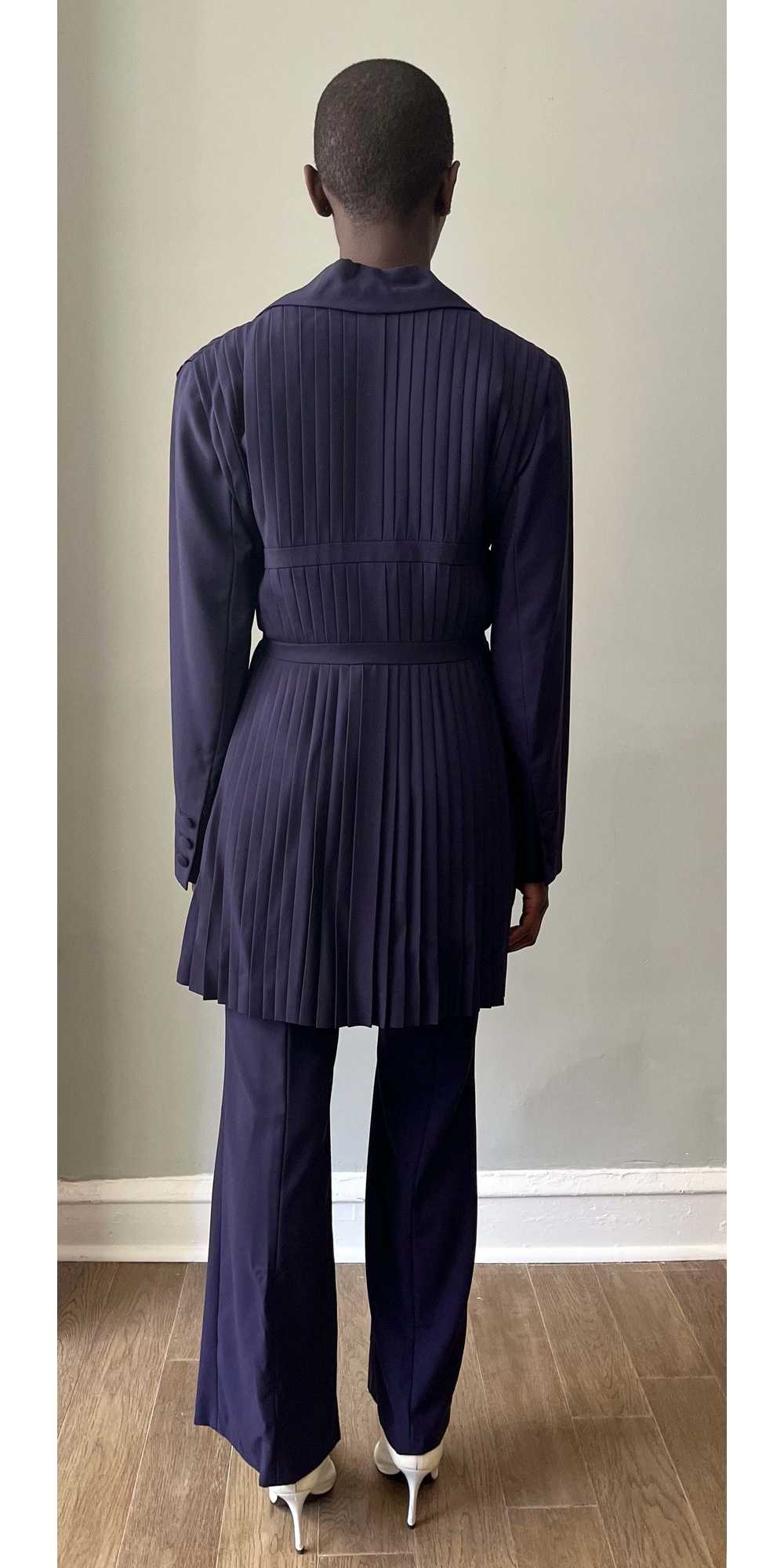 Jacques Molko Paris purple wool pleated pant suit - image 6