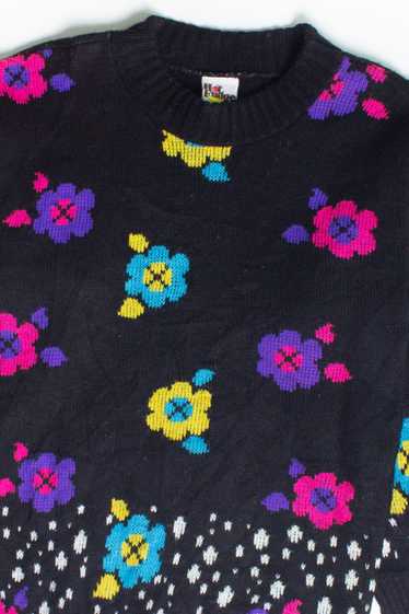 Vintage Black Floral Sweater (1980s) - image 1