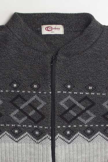 Zip-Up Gray 80s Sweater