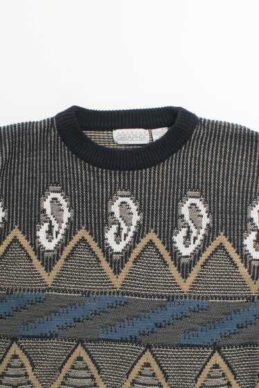 Vintage Brown and Blue 80s Sweater - image 1