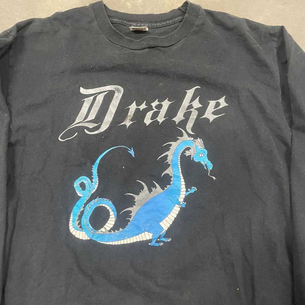 Vintage 90s VTG Drake Black/Blue Dragon Graphic 1… - image 3