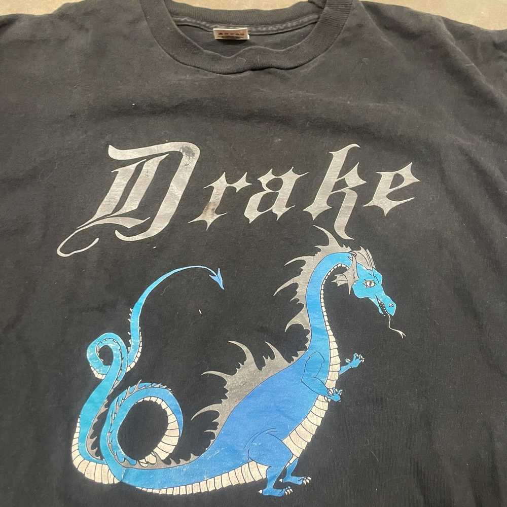 Vintage 90s VTG Drake Black/Blue Dragon Graphic 1… - image 6