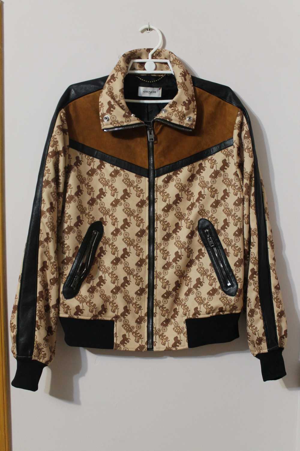 Coach COACH Men Leather Trimmed Jacket Print Char… - image 3