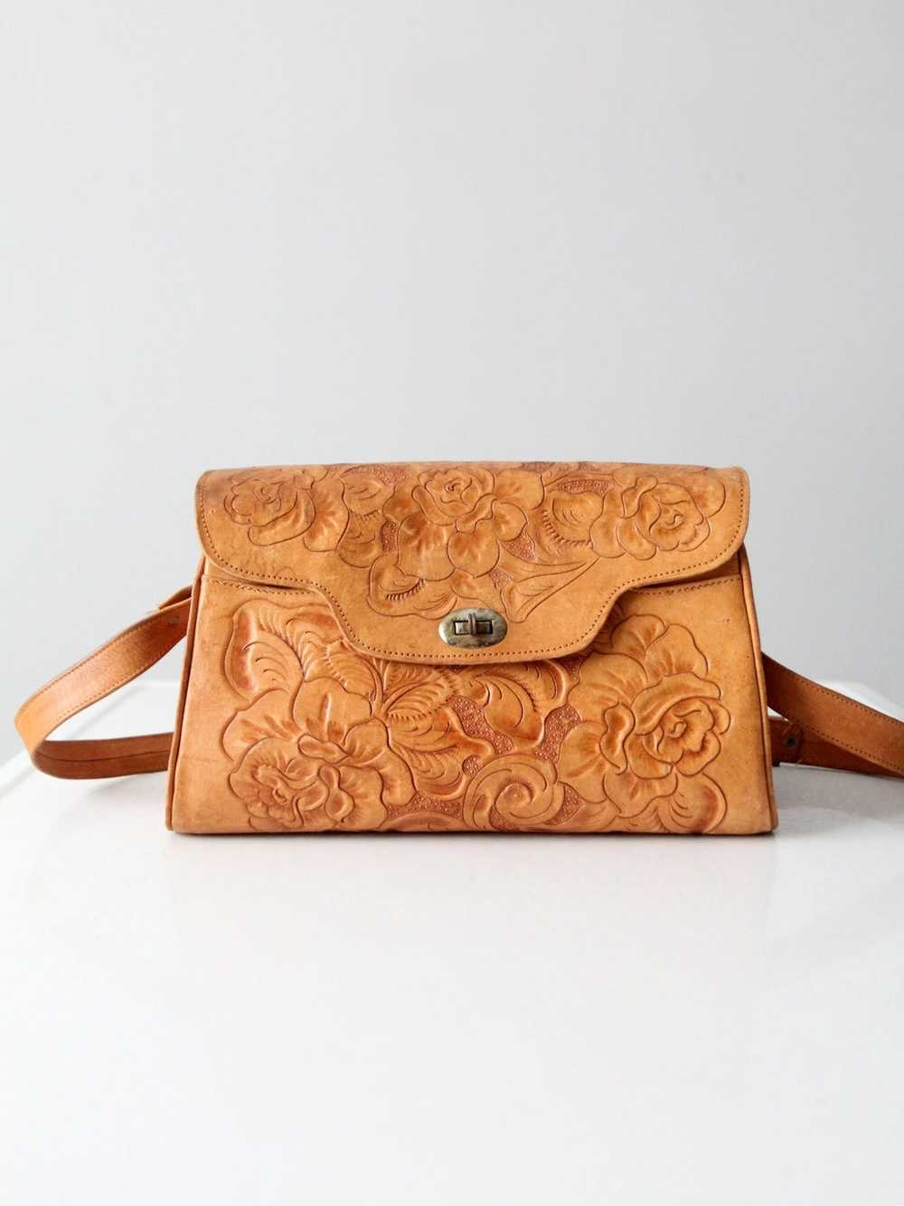 Vintage vintage70s tooled leather handbag - image 1