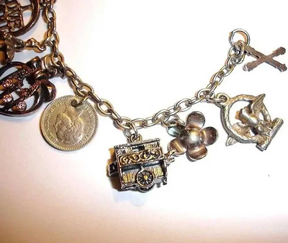 Vintage STERLING Silver Charm Bracelet - 14 Charm… - image 4