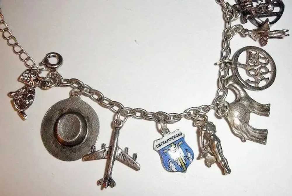 Vintage STERLING Silver Charm Bracelet - 14 Charm… - image 5