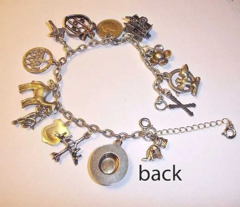 Vintage STERLING Silver Charm Bracelet - 14 Charm… - image 7