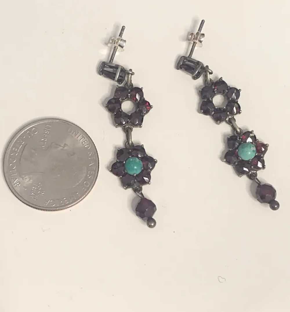 Victorian Bohemian Garnet, Turquoise  earrings - image 3