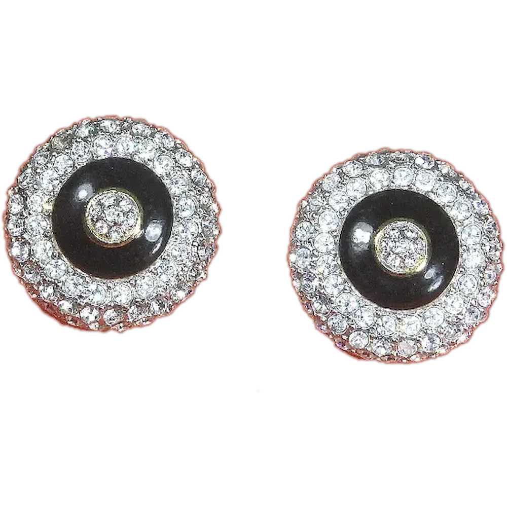 Swarovski 'Button' Earrings – Pave Rhinestones an… - image 1