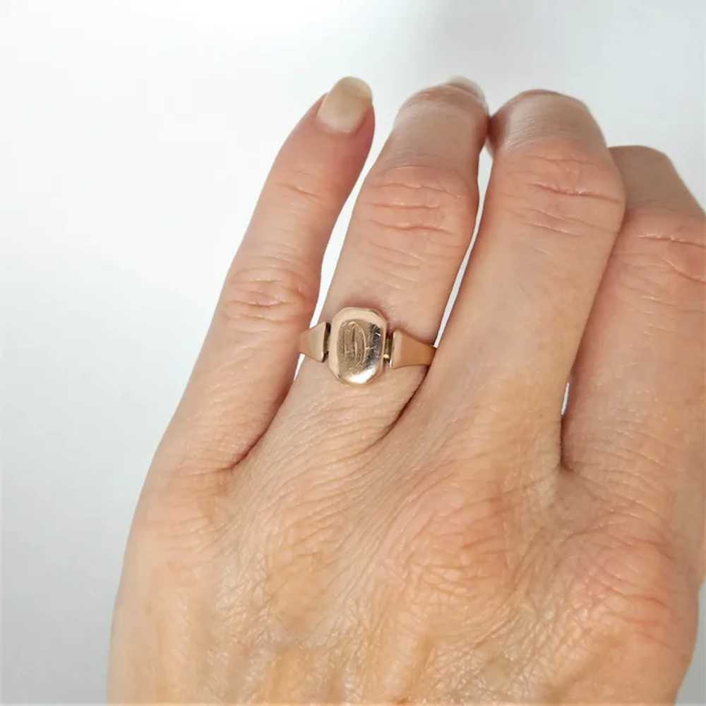 Antique Art Deco 9ct Rose Gold Pinky Signet Ring - image 12