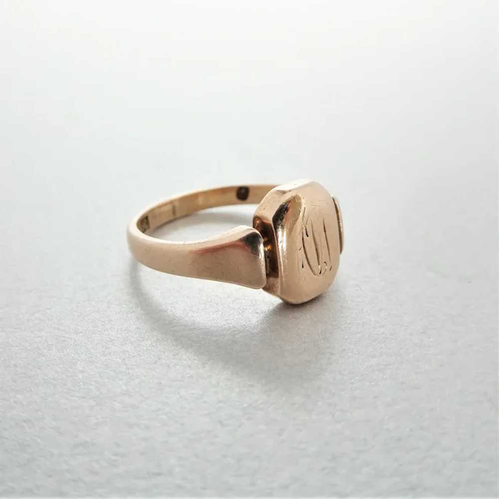 Antique Art Deco 9ct Rose Gold Pinky Signet Ring - image 3