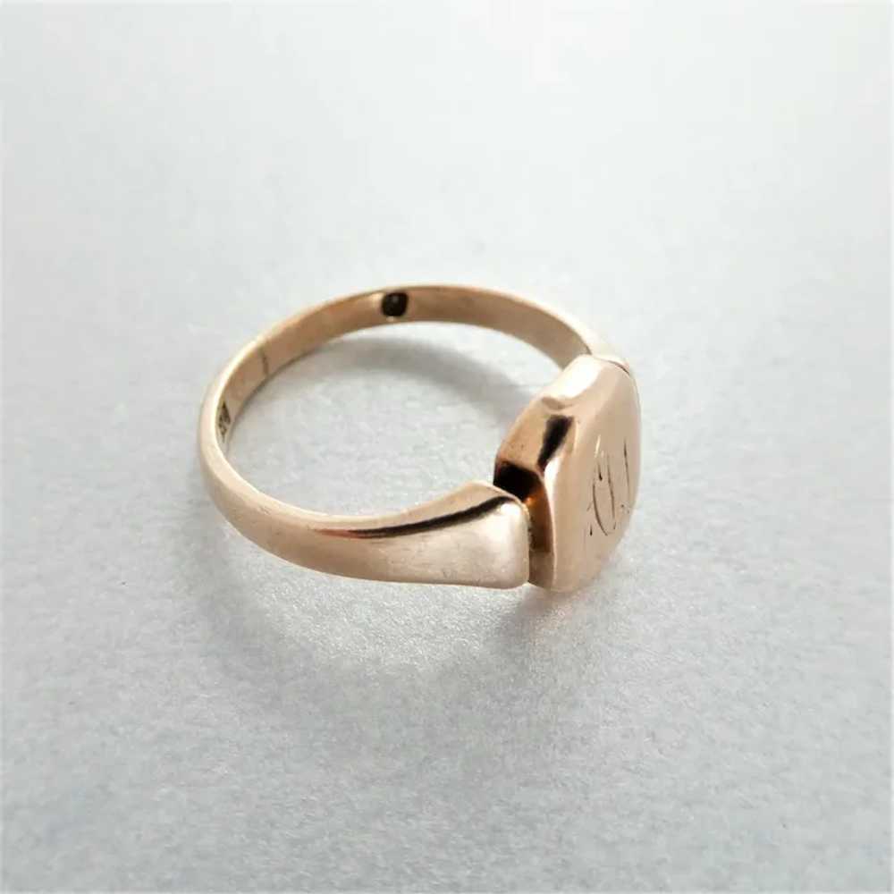 Antique Art Deco 9ct Rose Gold Pinky Signet Ring - image 5