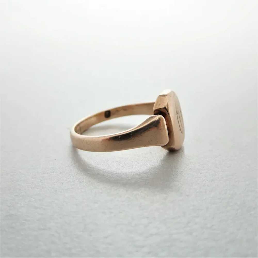 Antique Art Deco 9ct Rose Gold Pinky Signet Ring - image 6