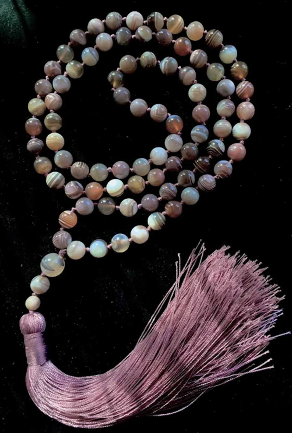 Superb Botswana Agate Mala Necklace with Chinese … - image 12