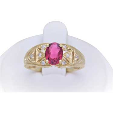 Vintage Natural Rhodolite Garnet and Diamond Ring