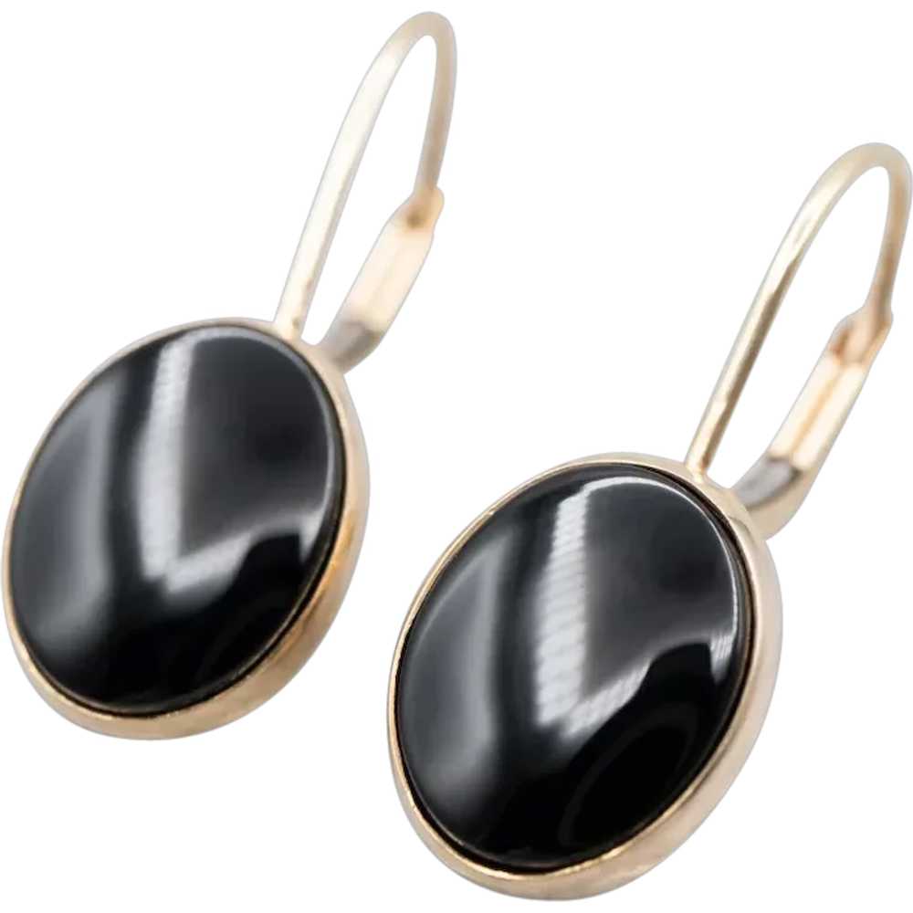 Vintage Black Onyx Drop Earrings - image 1