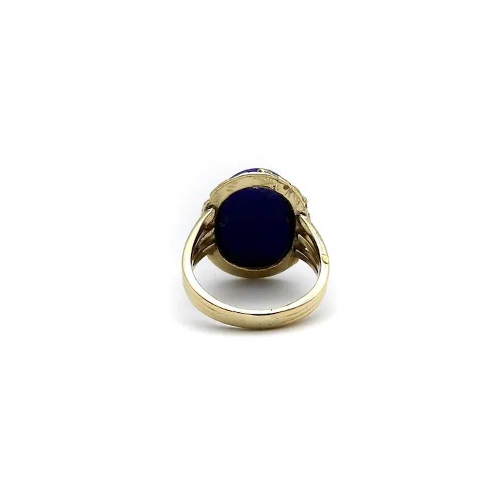 14K Gold Lapis Cabochon Gold Nugget Ring - image 3