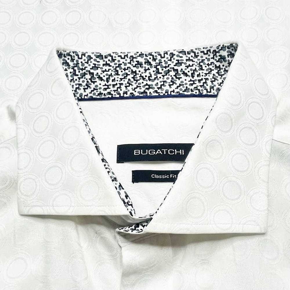 Bugatchi Bugatchi White Cotton Jacquard Button Fr… - image 3